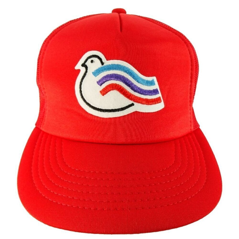 Vintage Trucker Hat Dove Rainbow Wings Red Foam Mesh Snapback Cap